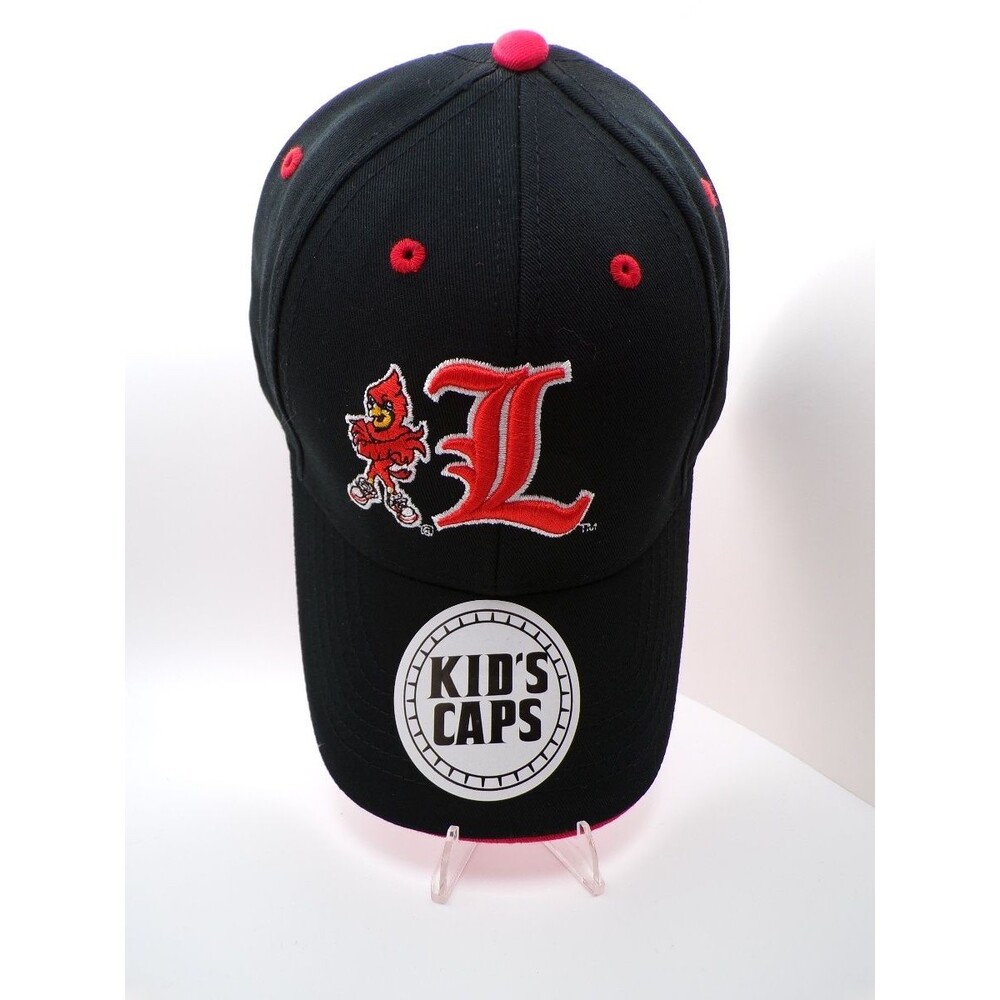 Boys Louisville Cardinals Kids Adjustable Baseball Cap Black Red